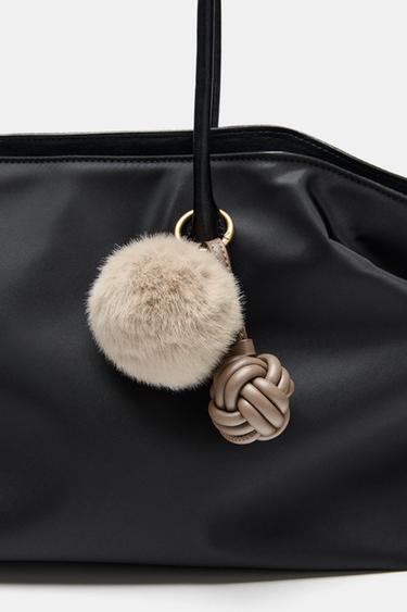 KNOTTED FAUX FUR CHARM - Beige by Zara