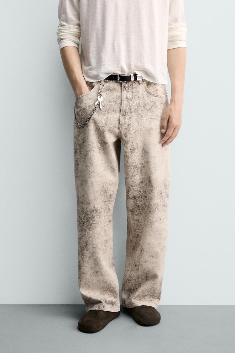 ZARA ABSTRACT PRINT BAGGY FIT TROUSERS