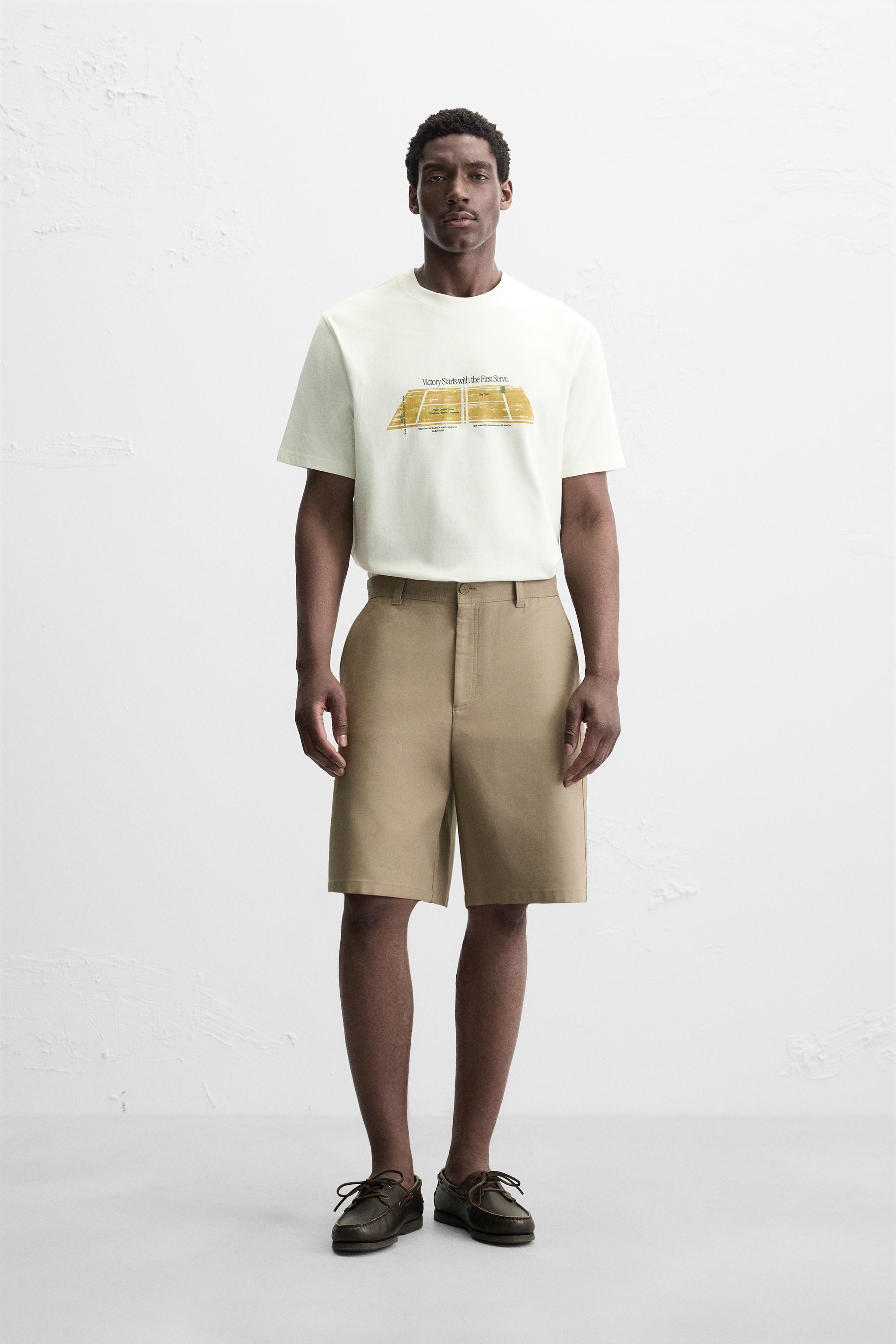 コントラストプリントTシャツ - エクリュ | ZARA Japan / 日本