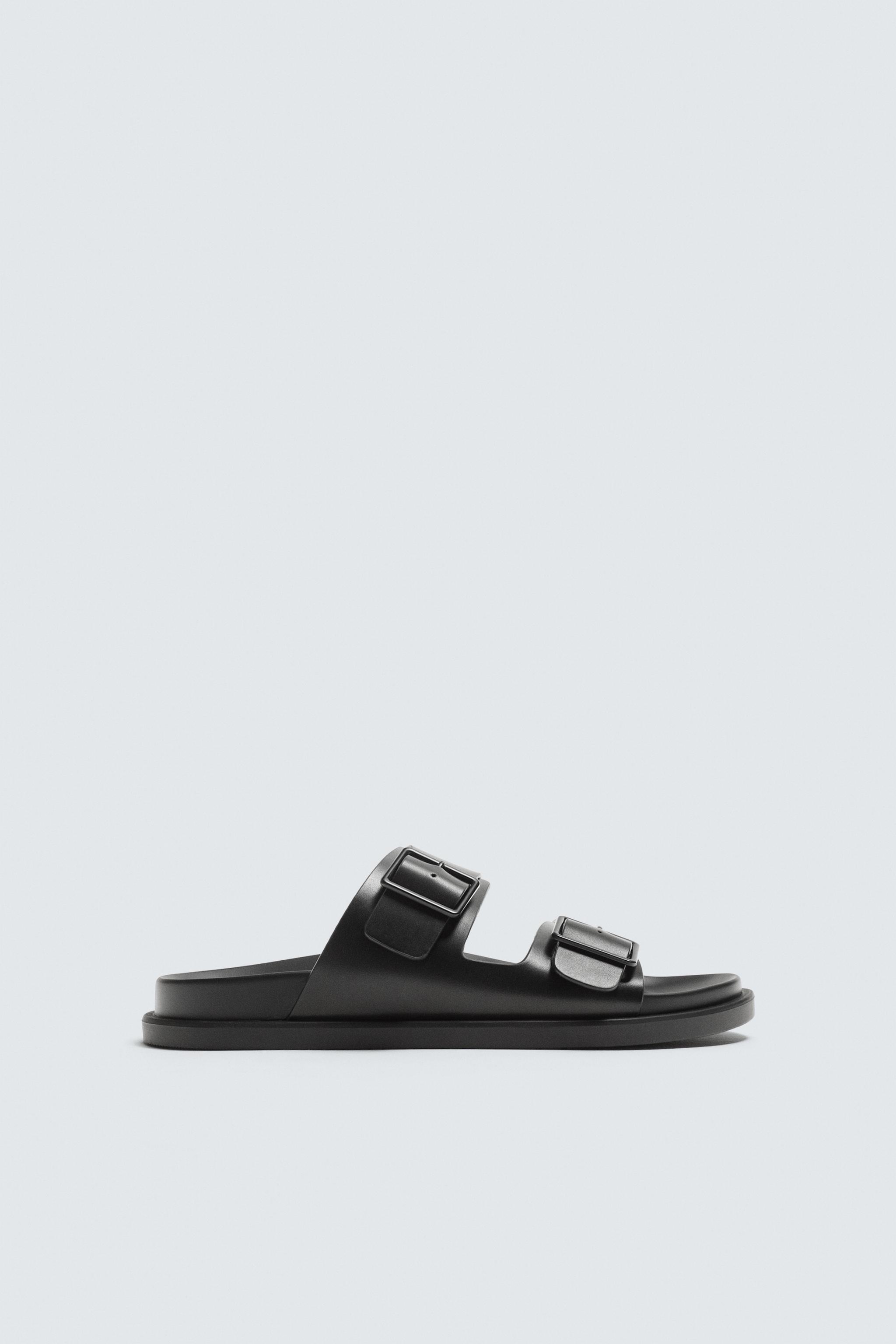 【ZARA】レザーバックルサンダル 1634/510/022 LEATHER BUCKLE SANDALS - Burgundy Red | ZARA United States