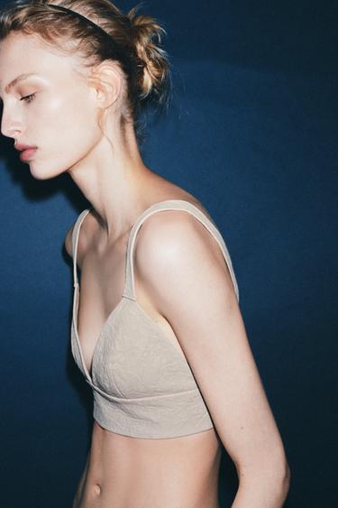 BRALETTE TRIANGULAR 100% PELE - Cinzento da Zara