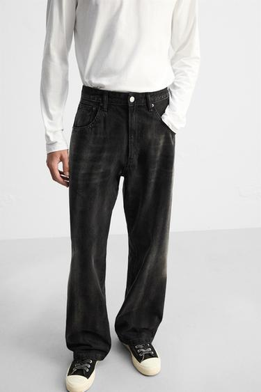 BAGGY STITCHED JEANS - Black by Zara - Image 4