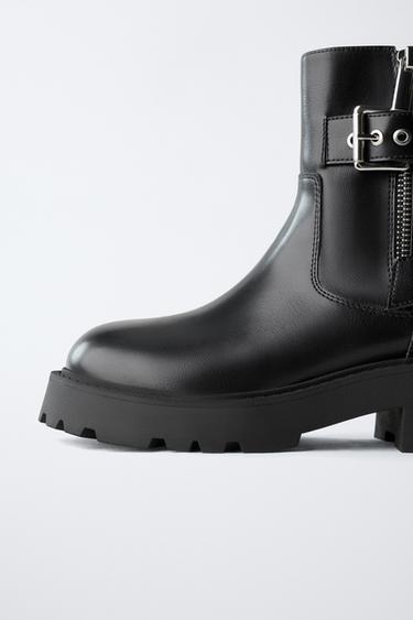 ANKLE BOOTS WITH BUCKLES - Black by Zara - Image 5