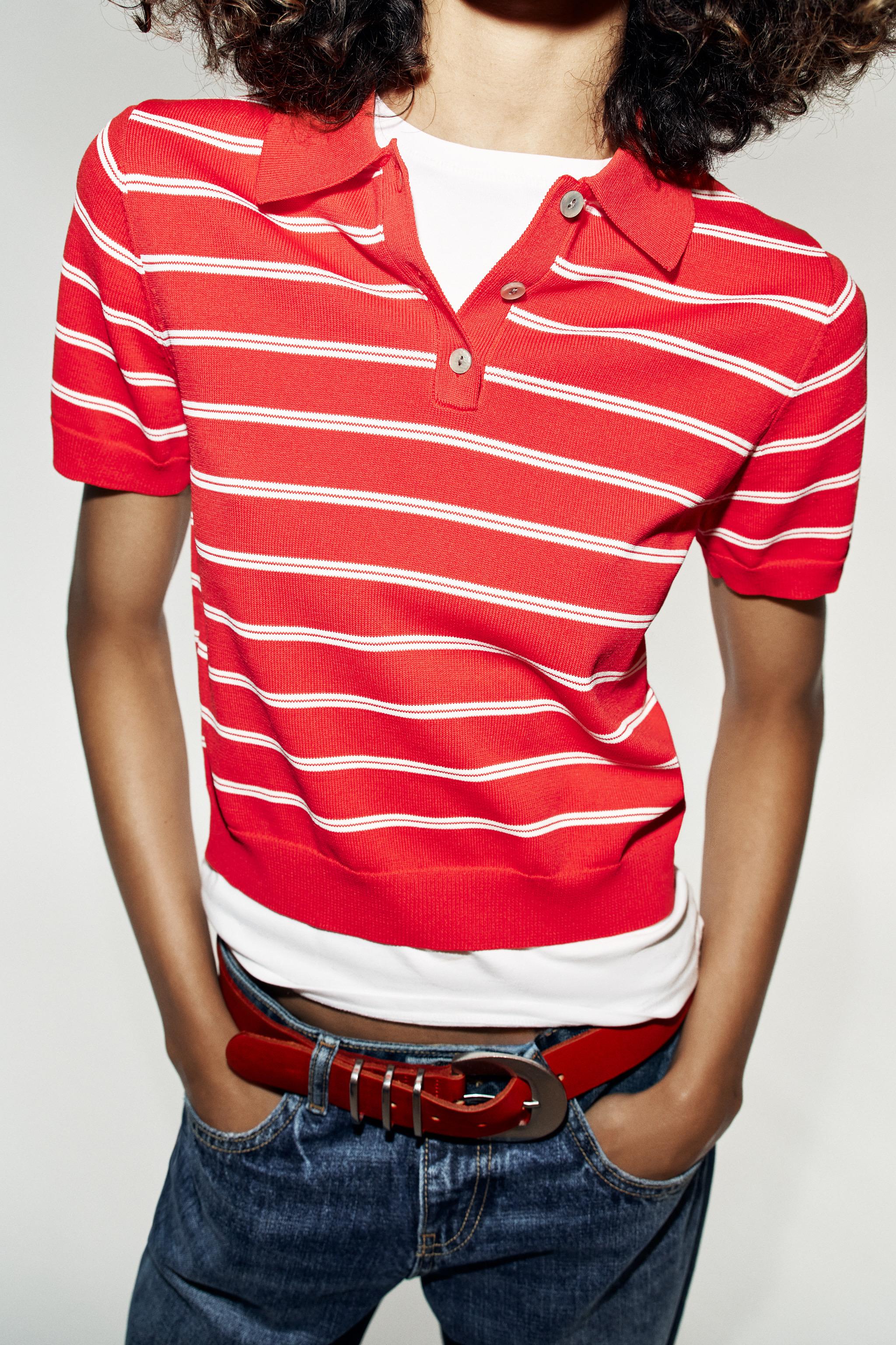 SHORT SLEEVE STRIPED KNIT POLO