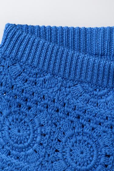 KNIT BERMUDA SHORTS WITH CROCHET EMBROIDERY - Electric blue by Zara - Image 2