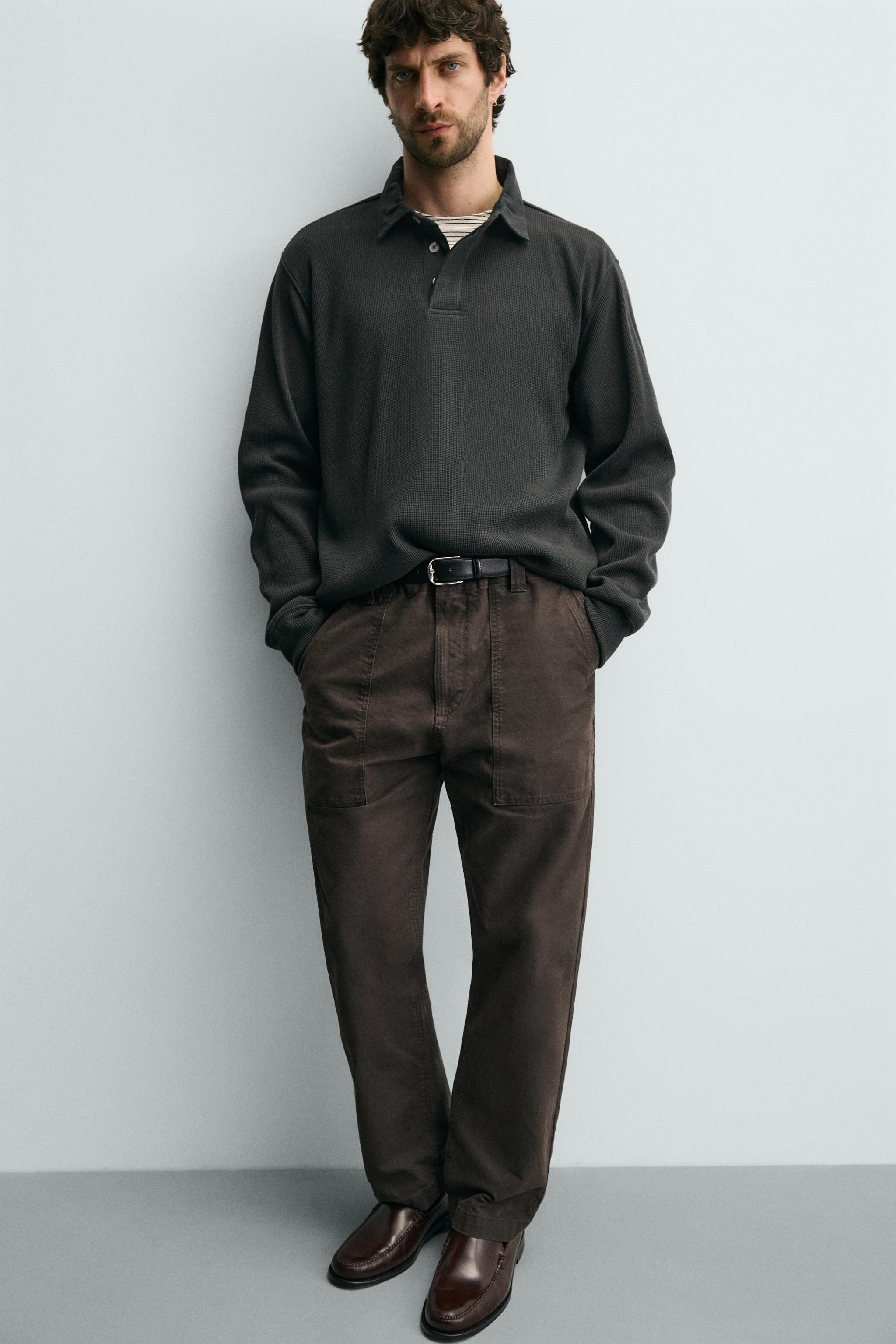 COMBINATION WAFFLE TEXTURED POLO SHIRT