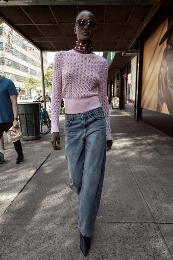 POINTELLE KNIT WOOL AND ALPACA SWEATER