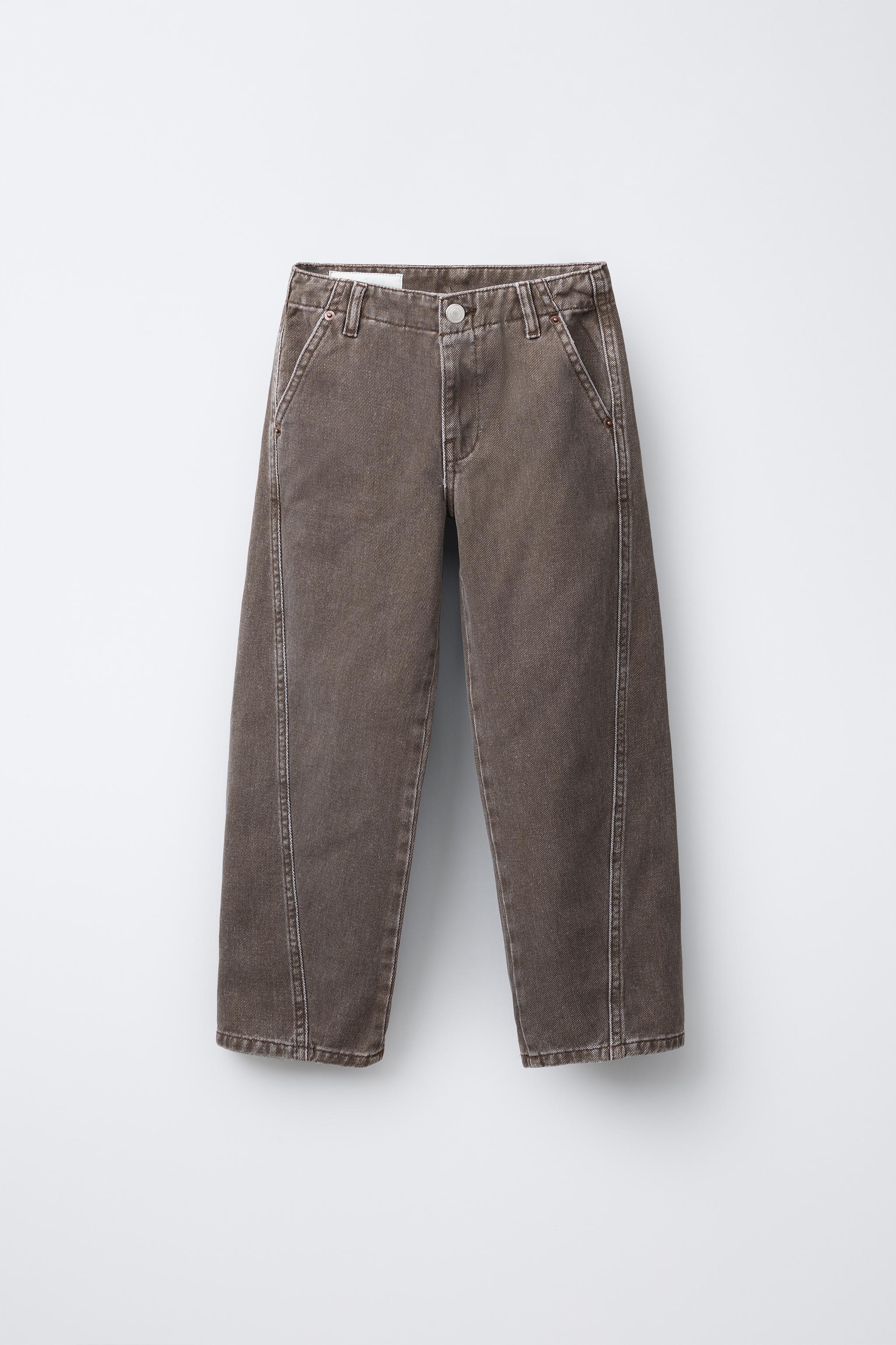 フロントカットバルーンデニムパンツ - ブラウン | ZARA Japan