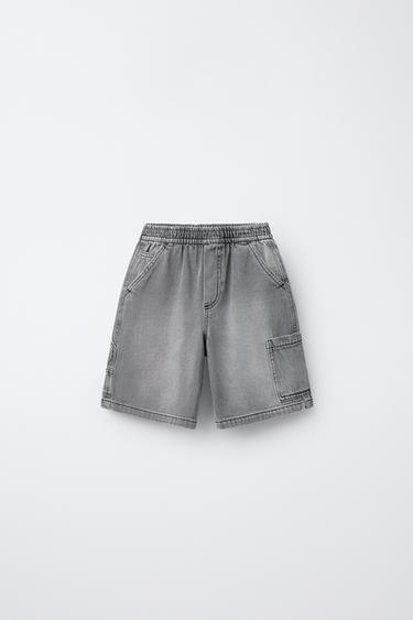 BAGGY CARPENTER DENIM BERMUDA SHORTS - Grey by Zara