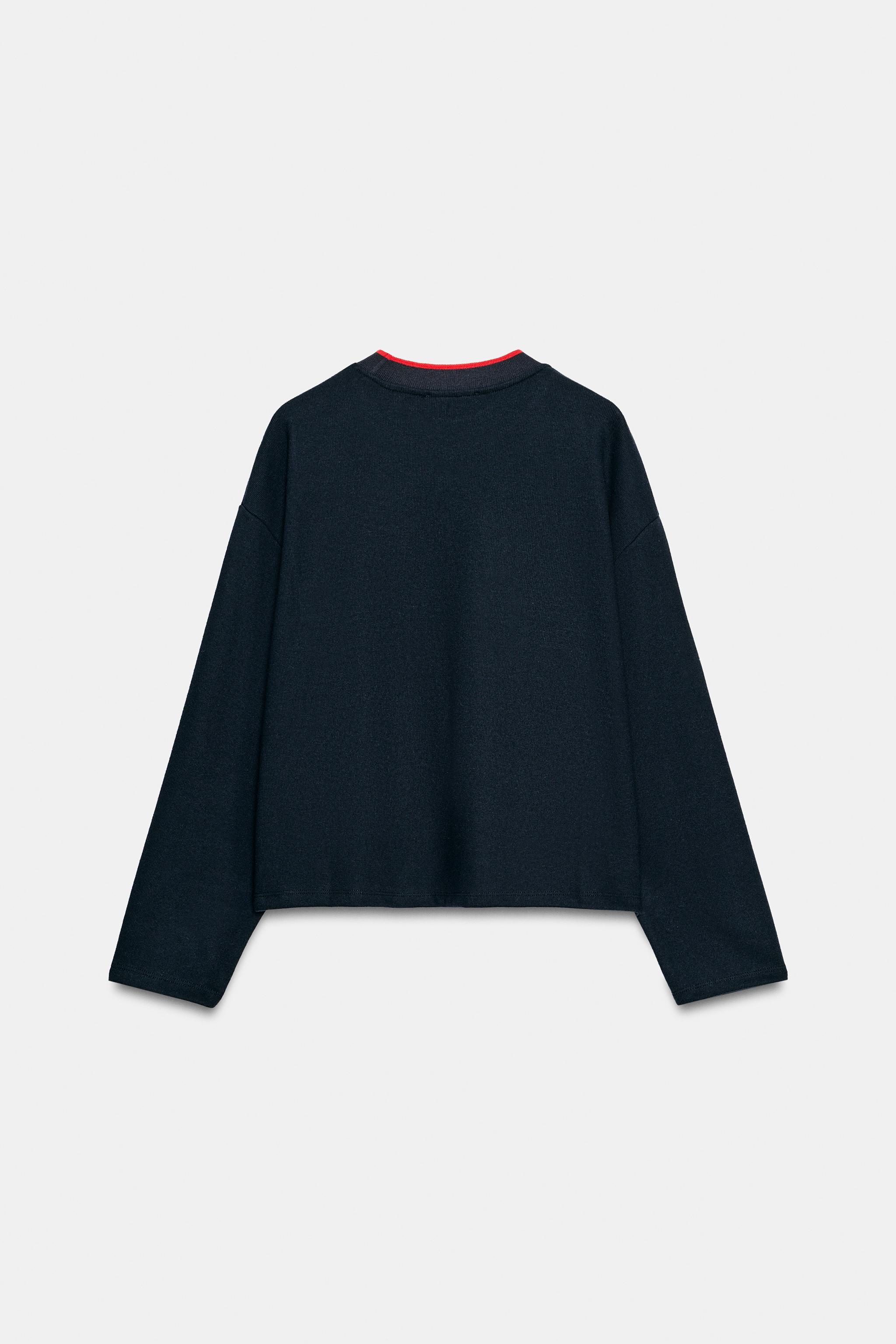 Zara KONTRAST ÇİZGİLİ YUMUŞAK DOKULU SWEATSHIRT görsel 7