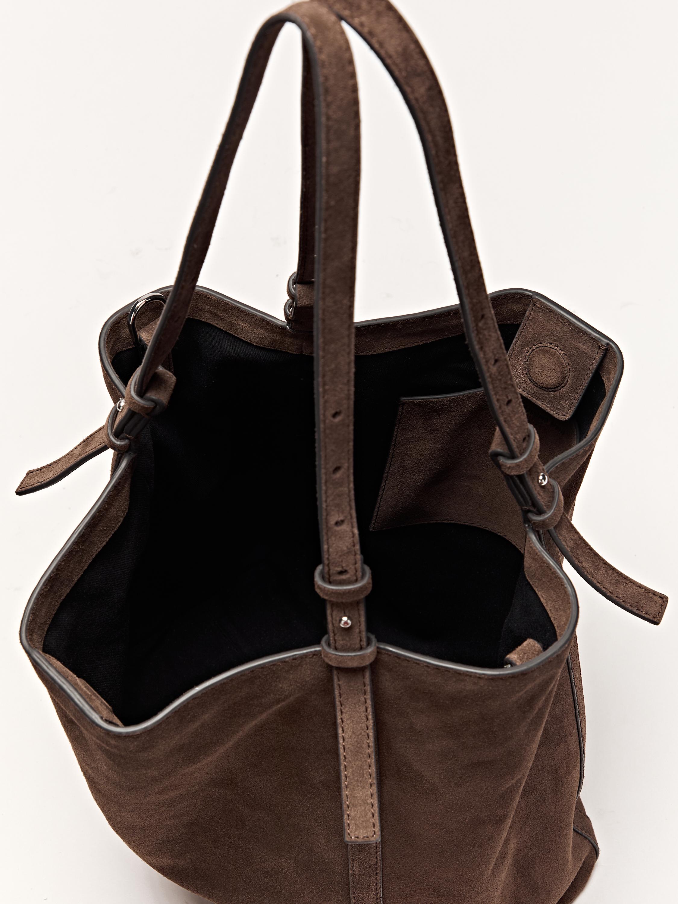 Split suede leather tote bag