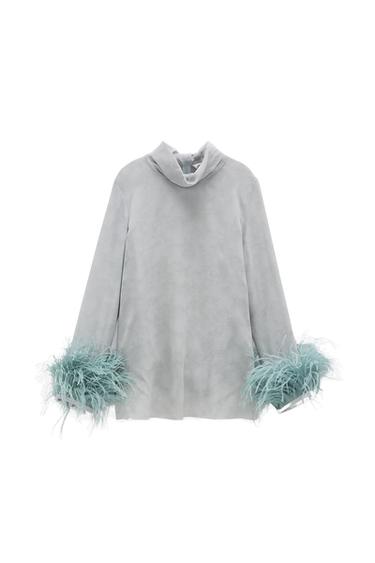 BLOUSE WITH JACQUARD FEATHERS