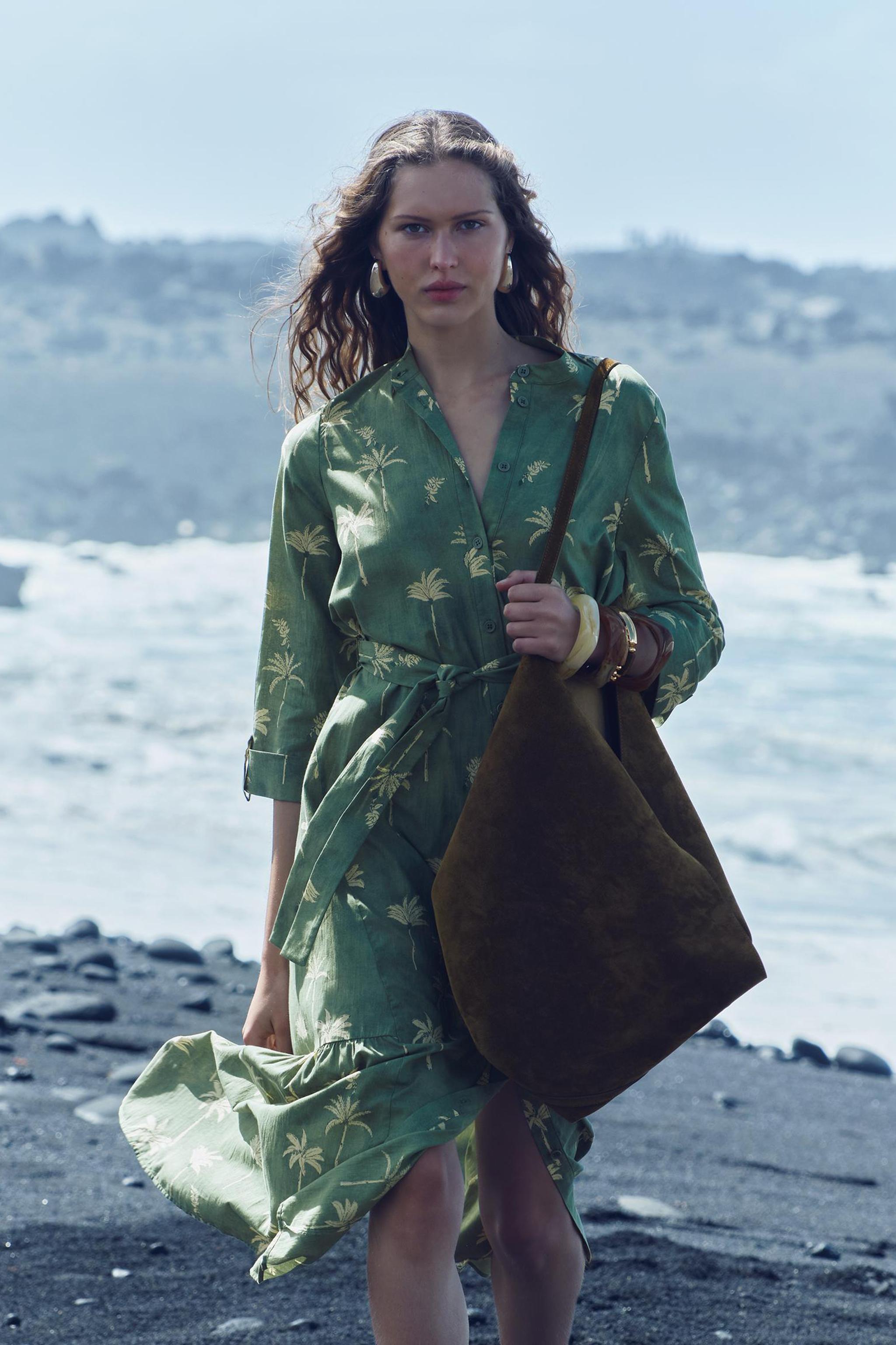 PRINTED DRESS ZW COLLECTION - Green | ZARA United States