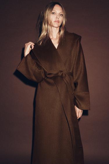 Zara ZW COLLECTION LIMITED EDITION LONG BELTED WOOL COAT - Brown - Image 0