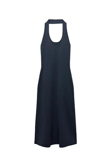 KNIT HALTER NECK MIDI DRESS
