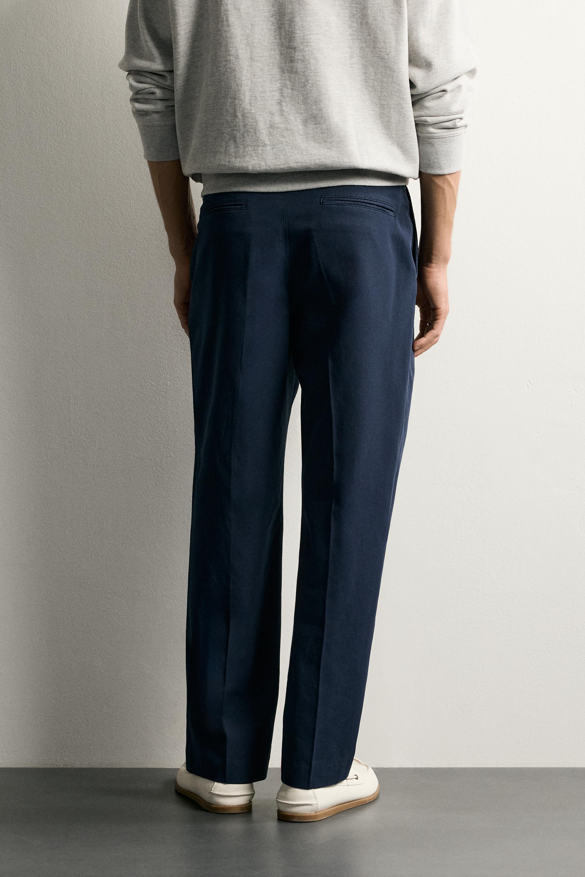 RELAXED FIT WASHED SUIT TROUSERS