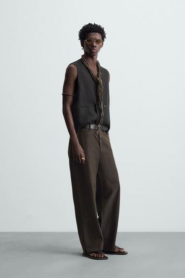 RELAXED FIT TROUSERS WITH VENTS - Brown by Zara - Image 0