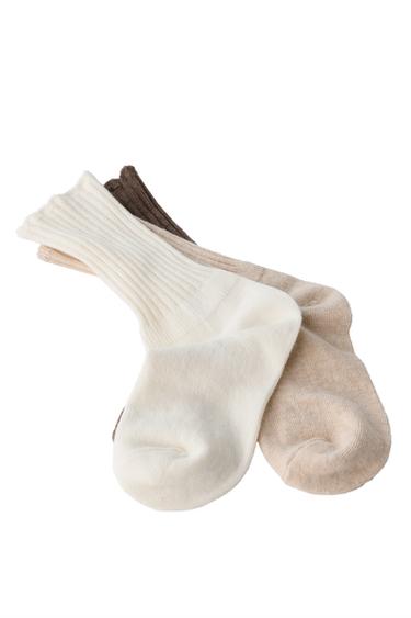 TERRY CREW SOCKS - THREE PACK — Light beige 2