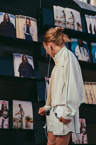 Zara 撞色嵌線拉鍊運動衫 - 嫩裸色