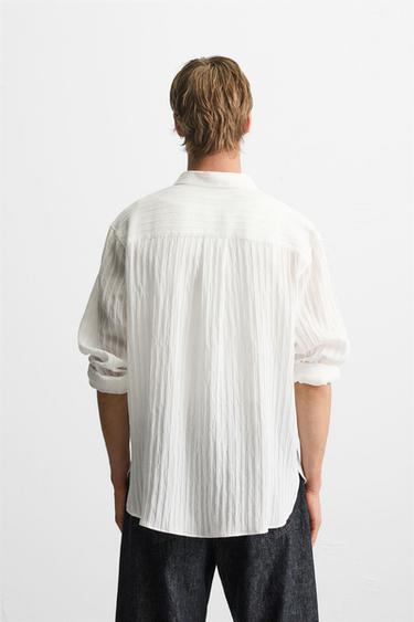 CHEMISE JACQUARD À RAYURES - Blanc de Zara - Image 2