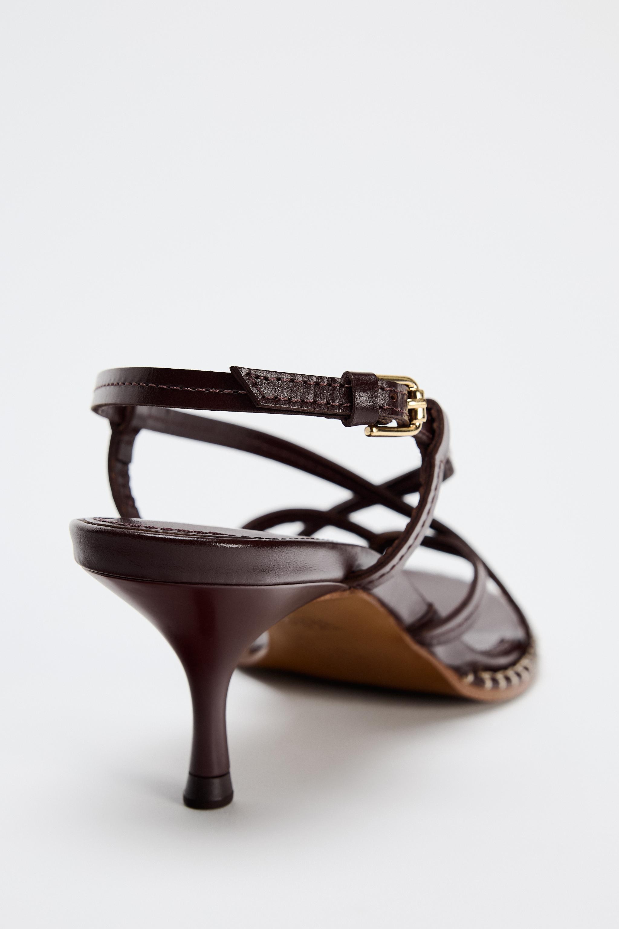 NWT outlet ZARA BLOG FAV PADDED HEELED LEATHER SANDALS