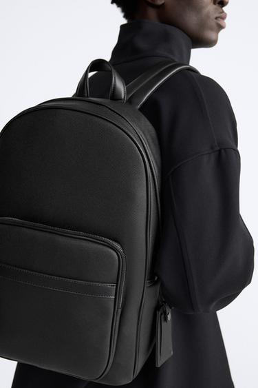 Zara EMBOSSED BACKPACK - Black