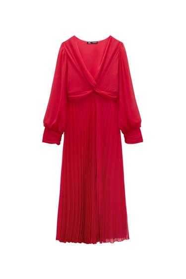 PLEATED MIDI DRESS