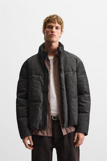 Zara PADDED DENIM JACKET - Black