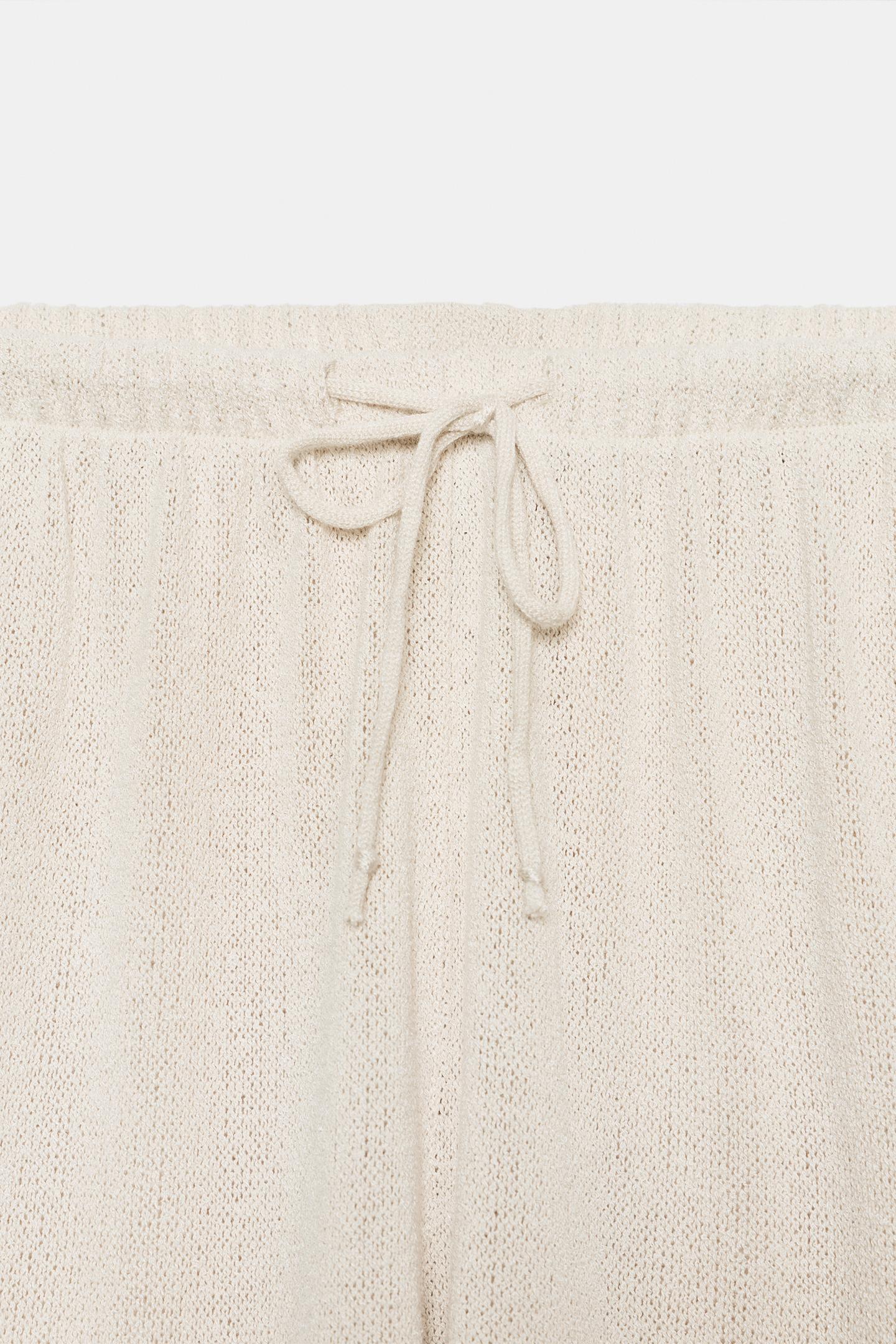 Женские брюки Zara Rustic Wide Leg, цвет: Светлый бежевый — фото 9