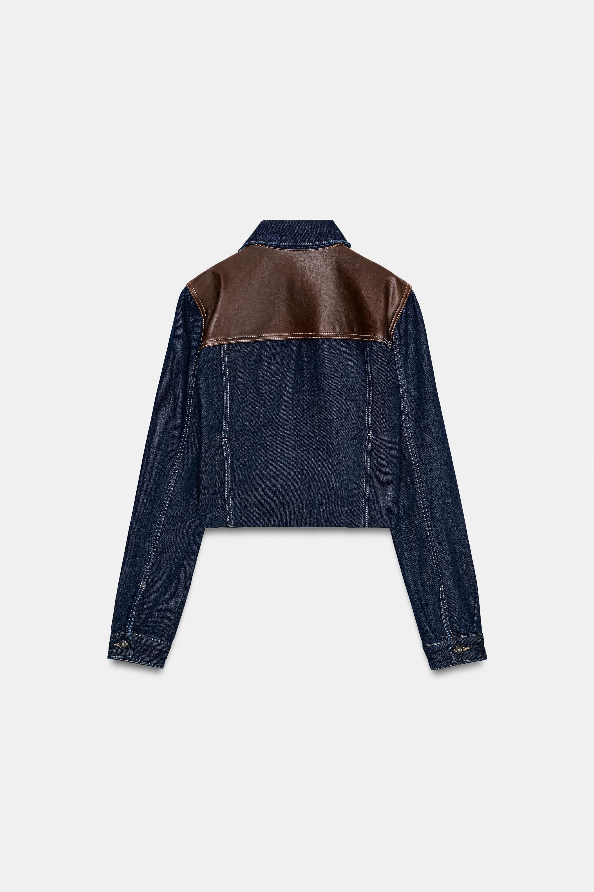 BLOUSON EFFET DENIM CUIR