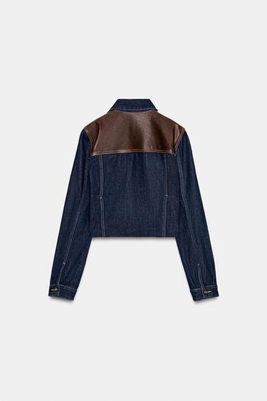 BLOUSON EFFET DENIM CUIR - Indigo foncé de Zara - Image 4