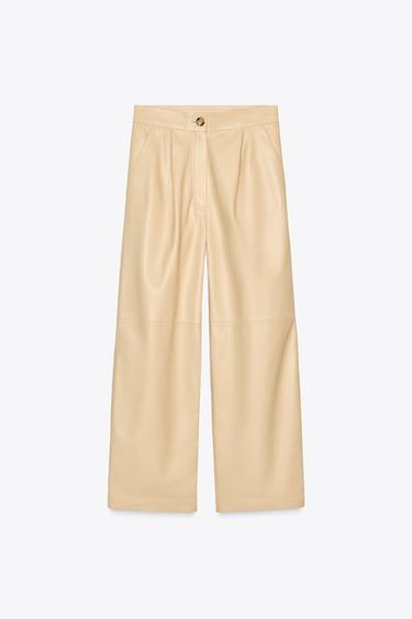 100% LEATHER BALLOON TROUSERS ZW COLLECTION - Butter by Zara