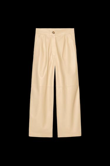 Zara 100% LEATHER BALLOON PANTS ZW COLLECTION - Butter - Image 0
