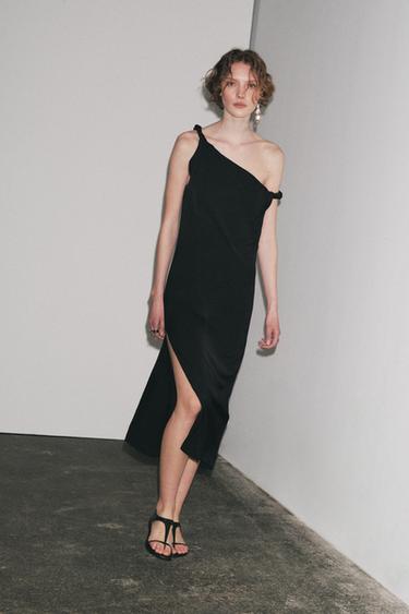 SATIN MIDI DRESS ZW COLLECTION - Black by Zara