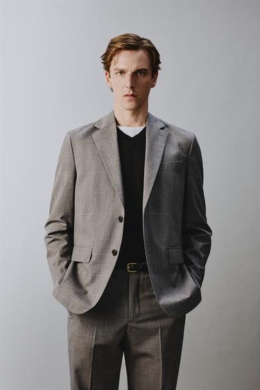 CHECK SUIT BLAZER - Brown by Zara