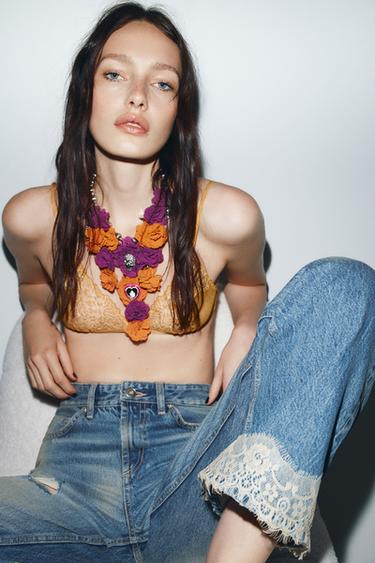 Zara SKULL AND FLOWER NECKLACE - Multicolored