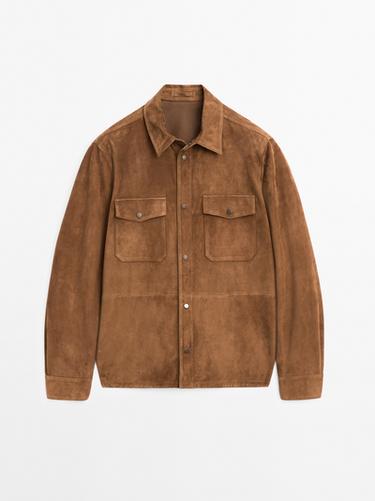 Zara Lightweight suede leather shirt - Tobacco