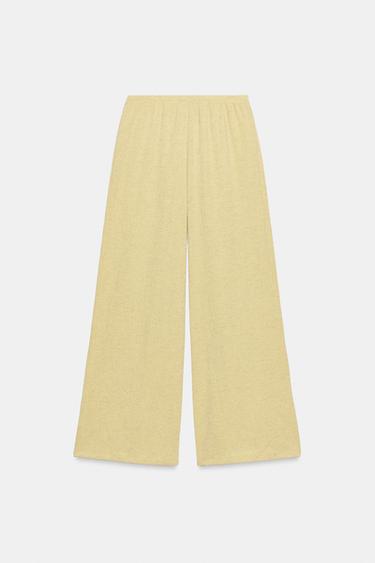 PANTALON DROIT TEXTURÉ - Jaune clair de Zara - Image 4