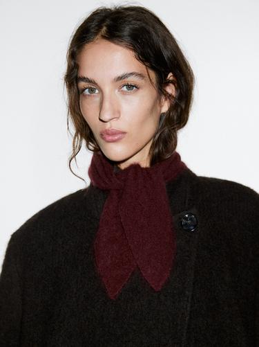 Zara 100% cashmere knit tie with bow - Burgundy - Image 0