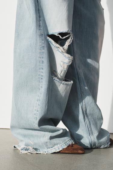 TRF FOLDED WAIST MID-WAIST JEANS - Light blue by Zara - Image 5