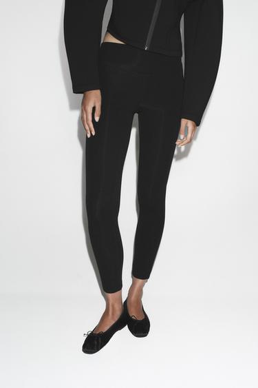 Zara SEAM DETAIL LEGGINGS - Black