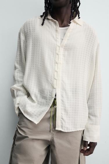 TEXTURED FLOWING JACQUARD SHIRT - White by Zara - Image 5