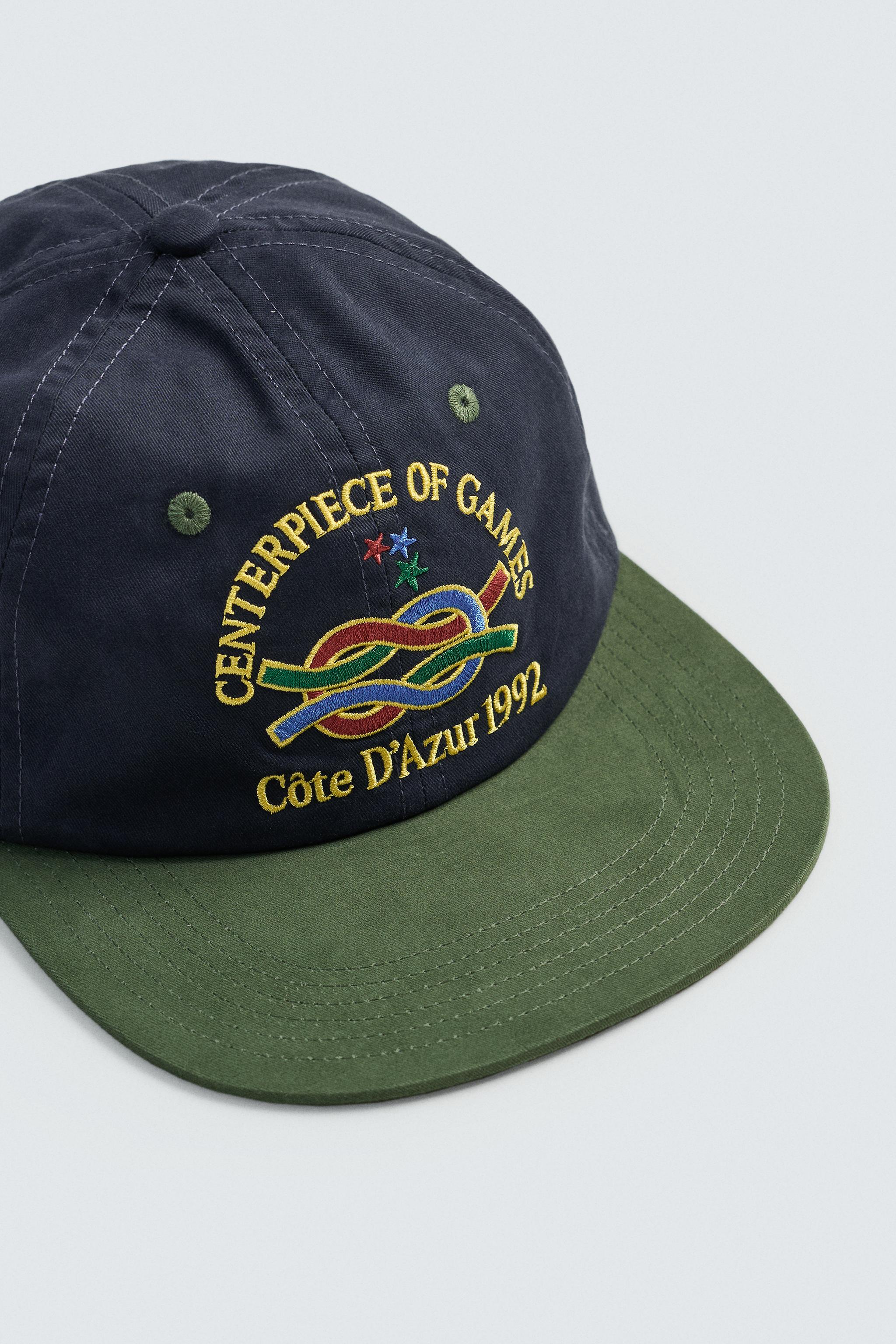 EMBROIDERED FLAT VISOR CAP - Navy blue | ZARA United States