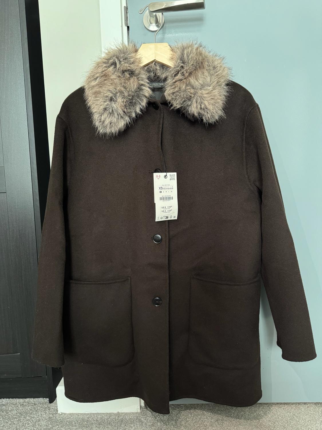 WOOL COAT WITH FAUX FUR COLLAR ZW COLLECTION - Image 2