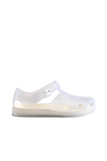 Zara KIDS GLITTER CAGE SANDALS - Transparent