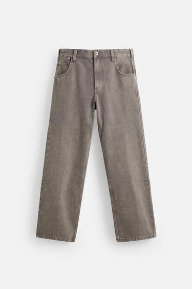 Zara WASHED RELAXED FIT JEANS - Brown marl - Image 0