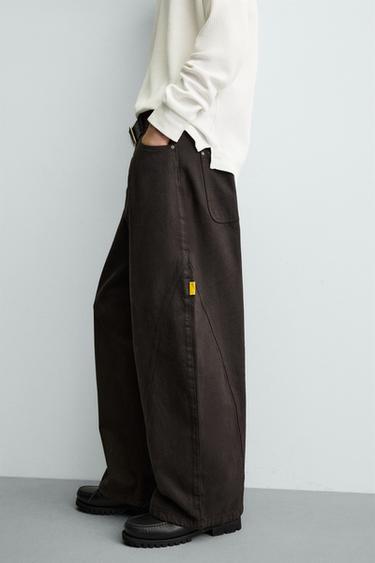 BALLOON FIT TROUSERS WITH SEAMS - Brown by Zara