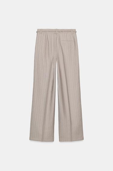 HERRINGBONE TROUSERS WITH BRAIDED BELT - Stone by Zara - Image 7