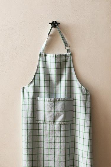 CHECK COTTON KITCHEN APRON - Blue by Zara - Image 5