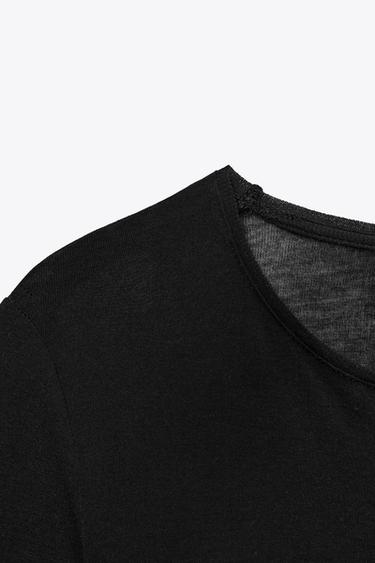 T-SHIRT EN COTON SUPIMA® - Noir de Zara - Image 5